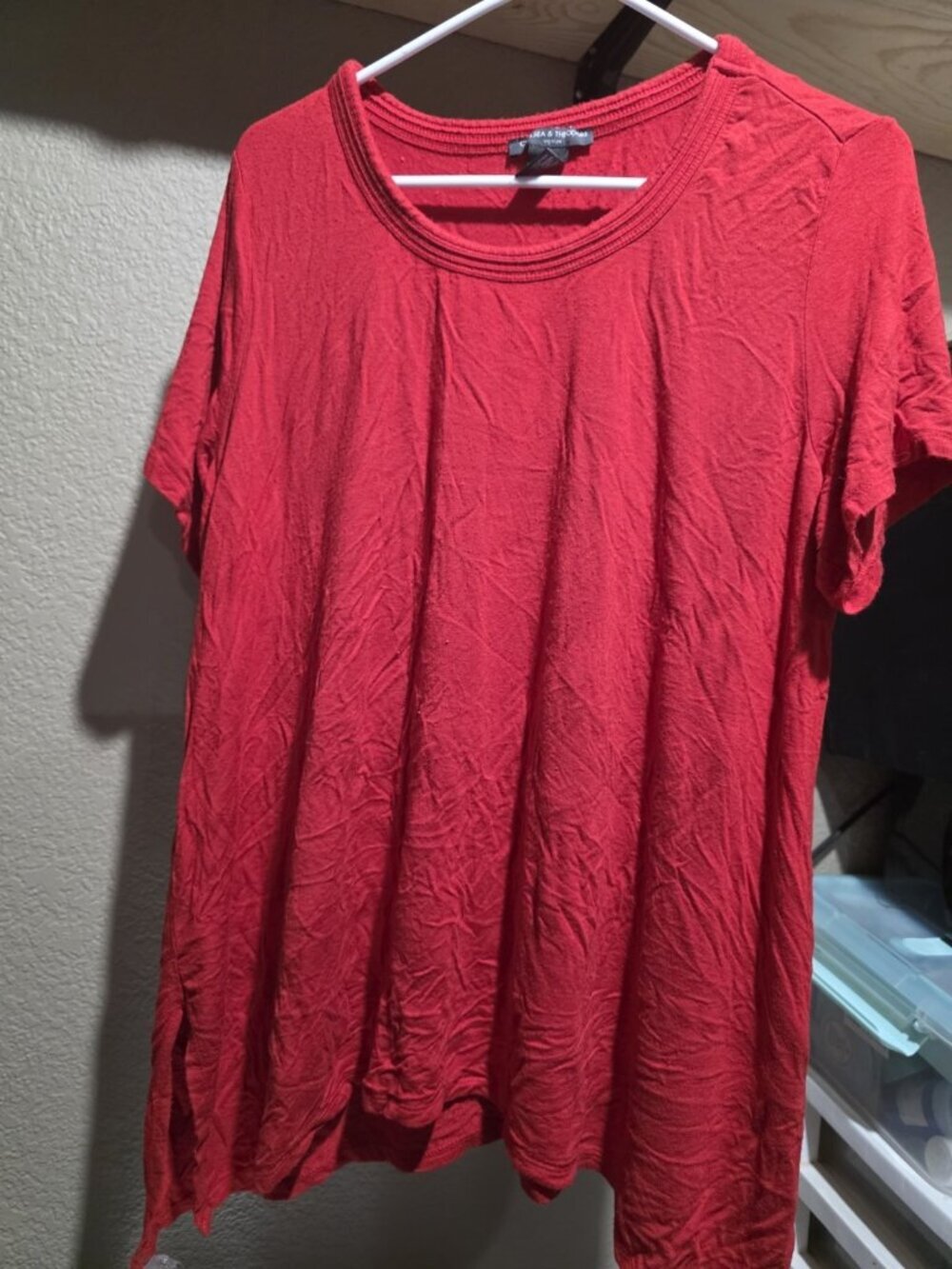 Chelsea & Theodore Red Blouse Shirt Flowy Women's Size 1X XL Short Sleeve